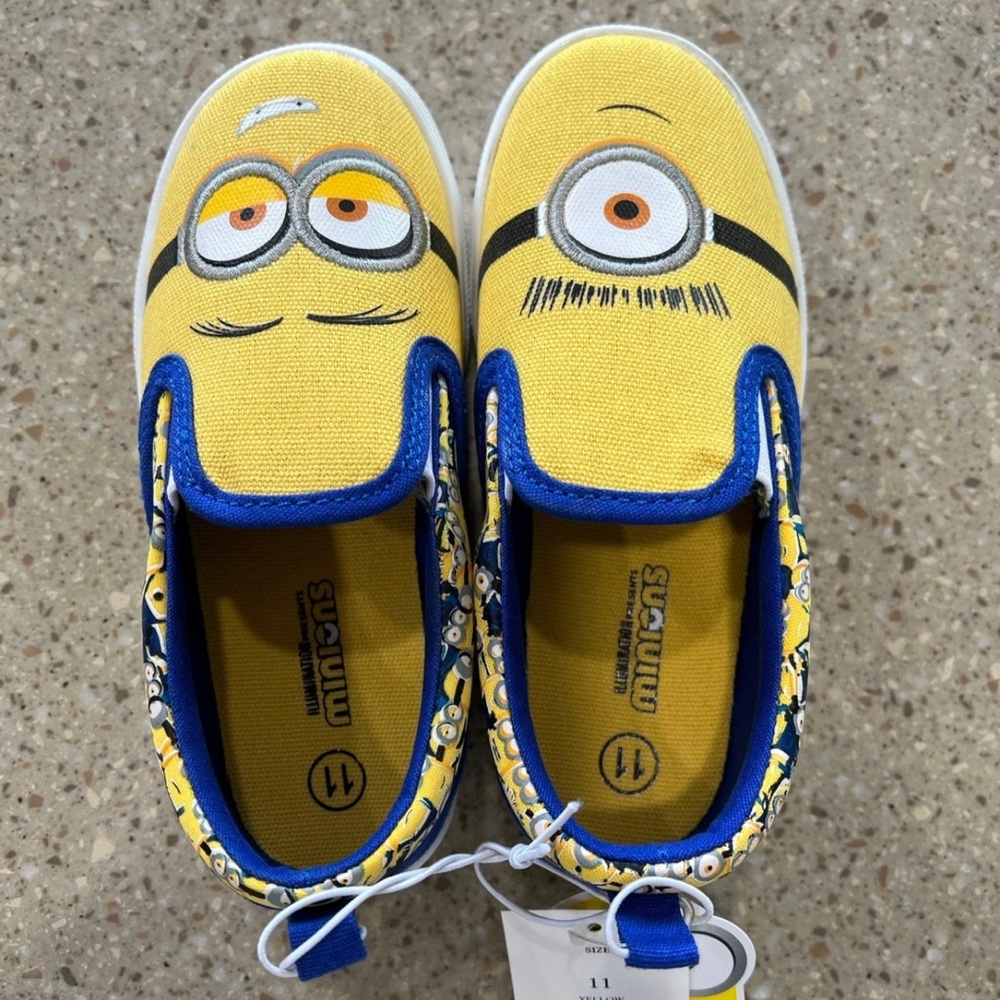 Minions Kids Slide On Shoes. Size 11.
